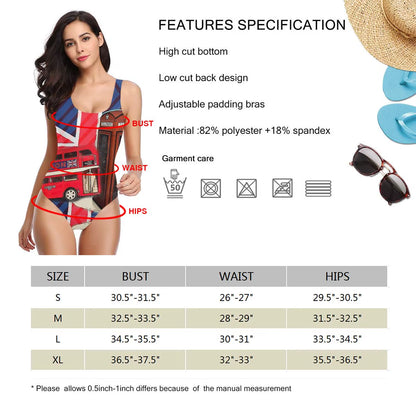 Union Jack London Bus Vintage Red Telephone Booth Bikinis Women Swimsuit Low Waist Elastic Women Swimming Pool Beach Wear M3