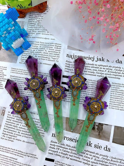 Handmade Crystal Magic Wand Healing Spiritual Witchcraft Magic Stick Incense Expanding Ore Crystal and Stone Natural Stone