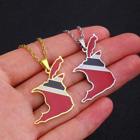 Trinidad and Tobago Flag Map Pendant