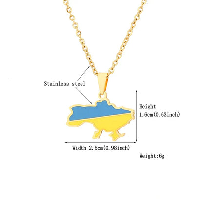 Exquisite Ukraine Map Pendant Necklace in Stainless Steel - Elegant Gold and Silver Color Options for Trendy Gifts