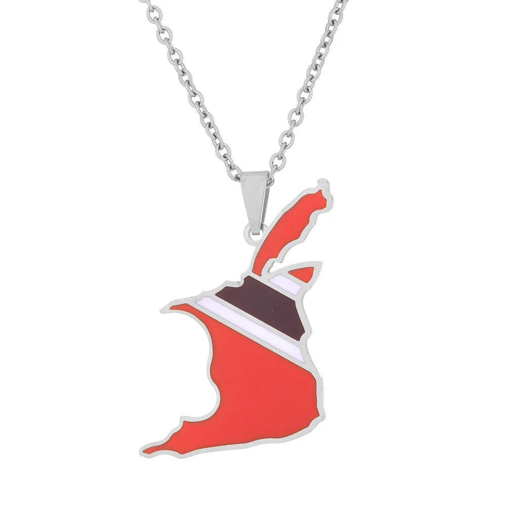 Discover the Elegant, Trinidad and Tobago Map Necklace - Perfect for gift for your Trini girl friend, Embrace Unique Geometric Ethnic Style!  Stainless Steel