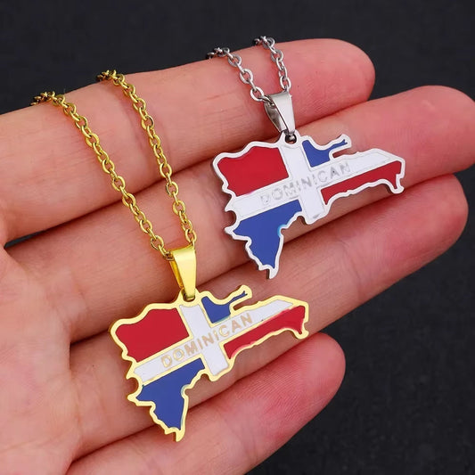 Dominican Flag Map Pendant